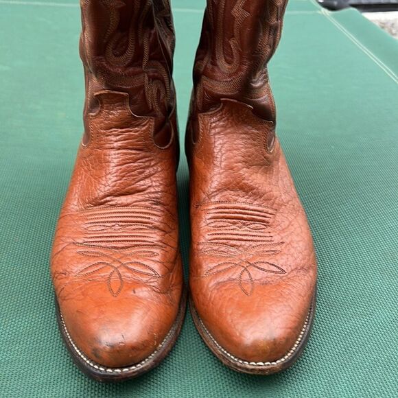 Justin Boots Vintage men’s Western Cowboy Size 19.5D Style 1443 USA Camel - Picture 5 of 11